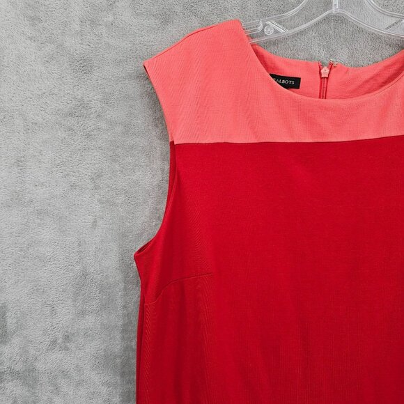 Talbots Colorblock Sheath Dress 16 Peach Red Burgundy Classic Colorful Plus Size - Picture 3 of 9